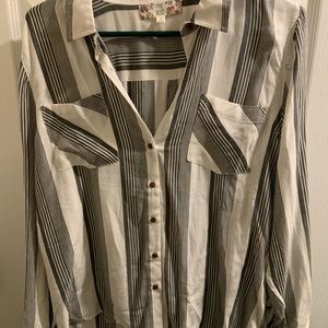 Black and white striped button down